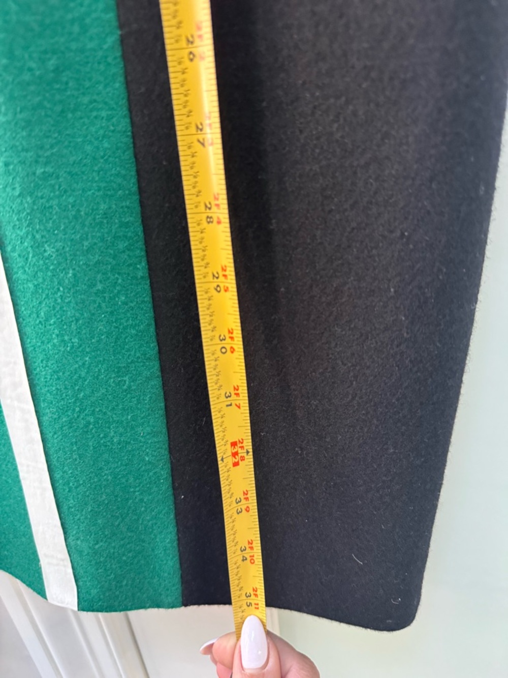 Fendi Black Mini Dress with Green and White Center Stripe and White Neck Trim - Picture 5 of 8